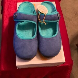 Orthaheel vail Mary Jane orthotic Mule woman size 9 BlueFaux Suede slip on